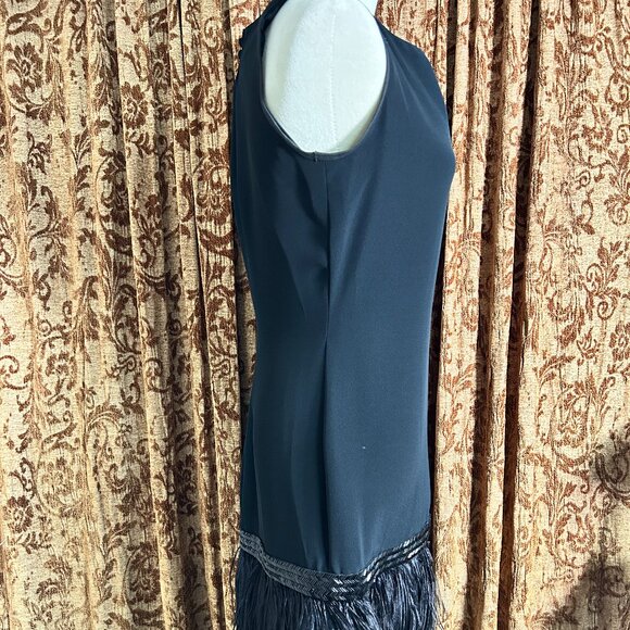 Vtg Albert Nipon Nightsfor Bergdorf  Formal Little Black Dress Feathers READ - Picture 3 of 11